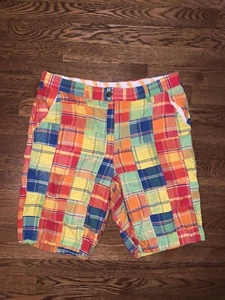Loudmouth Herren Regenbogen Madras Patch geometrische Golfshorts so 32 x 10,75 " - Bild 1 von 3