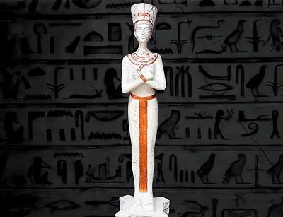 Exclusiva estátua de pedra de mármore da rainha Nefertiti, arte egípcia arte pintada à mão branca - Imagem 1 de 4