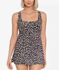 Swim Solutions Womens Tummy-Control Square-Neck Swimdress, Size 14 New - Picture 1 of 3