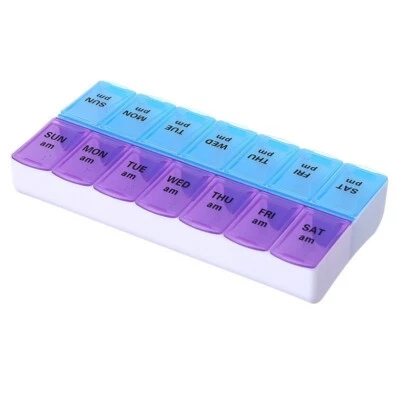 7 day tablet box pill box 2 compartments per day AM PM medication box pill box - Image 1 of 4