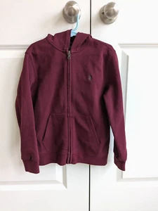 Polo Ralph Lauren Hoodie Kids 7 Burgundy Full Zip Sweatshirt Elevated Basics - Picture 1 of 8