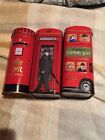 Empty English Tea Telephone Box Moneybox Tins Set Of 3