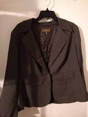 Chaqueta Blazer Merona Gris Oscuro Azul Claro Rayas Carrera Trabajo Mujer 16W Foto 1 de 4