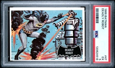 1966 Topps Batman Black Bat Trading Card #47 Deadly Robot PSA 5 EX - Image 1 of 2