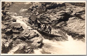 1923 JAPAN Real Photo RPPC Postcard "Hodsu Rapids" Hozu River Boating Scene - Picture 1 of 2