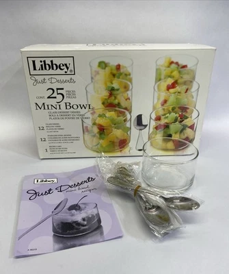 LIBBEY JUST DESSERTS 25 PIECE MINI BOWL SET W/SPOONS & RECIPE CARD NEW-OPEN BOX - Image 1 of 4