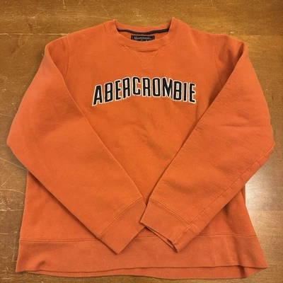VINTAGE Abercrombie Fitch Sweatshirt Mens Medium Orange Spell Out Pullover - Image 1 of 4