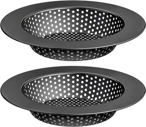 2 Coladores Fregadero Cocina Negro Acero Inox 11cm Diametro Captura Alimentos - Picture 1 of 12