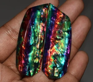 Par de piedras preciosas dobles de corte elegante certificadas de ópalo ammolita natural de 116 quilates Canadá - Imagen 1 de 8