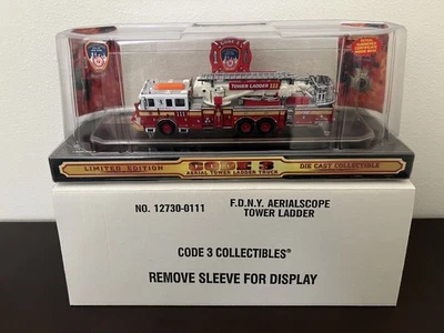 FDNY Aerialscope Tower Ladder 79 Fire Truck #12730-0079 CODE 3 MIB W/Sleeve - Image 1 of 4