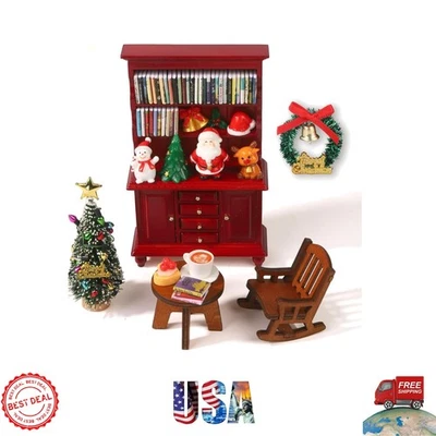 Dollhouse Miniatures Accessories 1/12 Scale, 77Pcs White Wooden Bookshelf Kit - Image 1 of 4