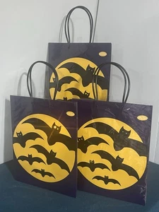 3er Set Papyrus Halloween Geschenktüten beleuchtete Fledermäuse gegen den Mond 416983 - Bild 1 von 5
