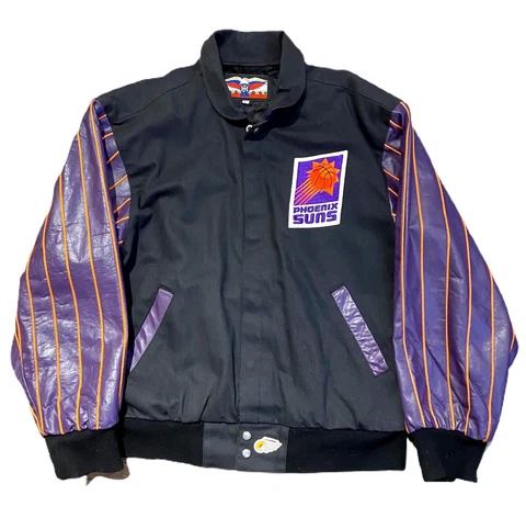 Phoenix Suns NBA Vintage Signed By Jeff Hamiliton Wool Leather Jacket Rare L Cover