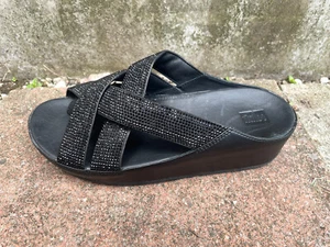 Womens Ladies Shoes FITFLOP SUMMER SANDALS Flip Flops Premium Black EUR 38 UK 5 - Picture 1 of 10