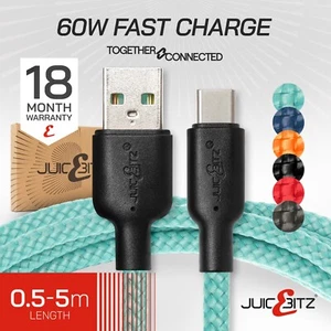 JuicEBitz USB C Fast Charger Cable for Samsung, Android, MacBook, iPad Air 2024 - Picture 1 of 150
