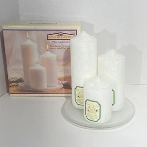 Pillar Candle Holder Glass Plate & Candles 8 inch Centerpiece Table Display New - Picture 1 of 6