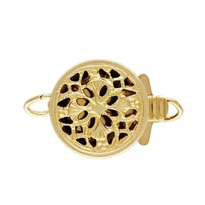14K Gold Filled Round Filigree Box Pearl Clasp for Jewelry Findings 1/20 14K - Picture 1 of 1