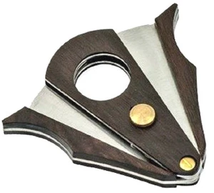 Cortador de cigarros de bolsillo de madera de cebra de acero inoxidable de doble hoja - Imagen 1 de 3