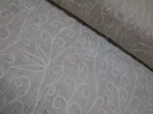 2 yds. Tussah Silk 44" Beige Embroidered and natural wood beads more avail. - Picture 1 of 3