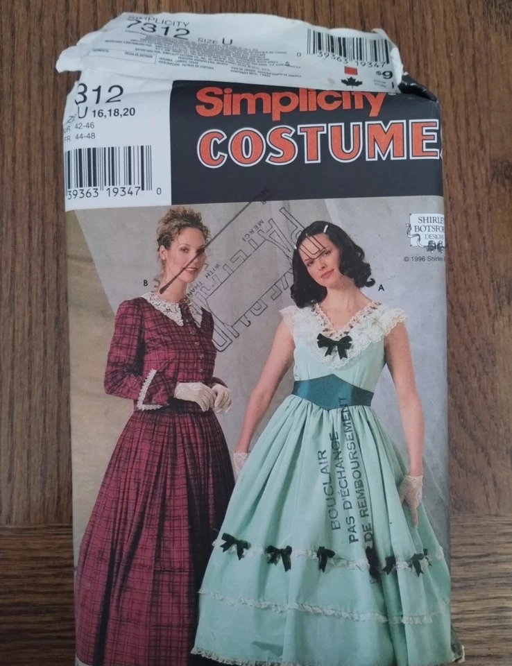 Civil War Dress Jacket Skirt Cape Simplicity 7312 Pattern Sz 16 18 20 Costumes - Image 1 of 1