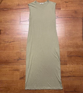 Buck Mason Maxi Bodycon Shirt Dress Womens S Brown Tank Sleeveless Minimal City - Picture 1 of 15