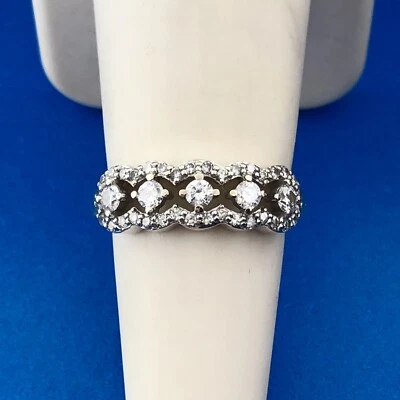 Estate 14K White Gold Diamond Bridal Wedding Anniversary Open Work Band Ring - Image 1 of 4