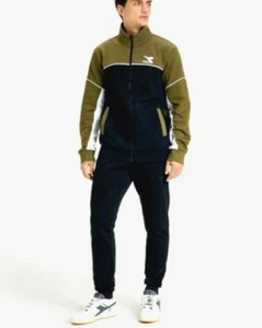 LG Italian Brand Diadora FZ CORE TRACKSUIT PANTS & JACKET BLACK LAST1 - Picture 1 of 6