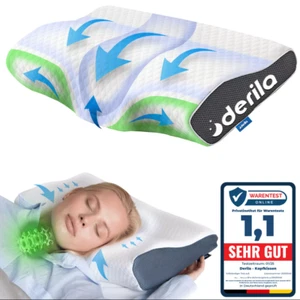 Memory Foam Ergonomisches Kopfkissen für Seiten, Rücken & Bauchschläfer - Picture 1 of 8