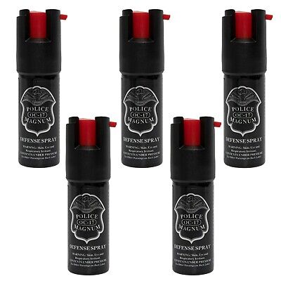 5 Police Magnum Pepper Spray .50oz Unit Safety Lock Personal Defense Protection • 16.95$
