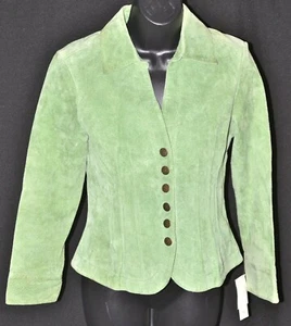 Women's Green Stein Mart Snap Button Jacket Blazer Size PS Petite Small - Picture 1 of 3