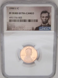 1998-S Lincoln Memorial Cent NGC PF70 RED ULTRA CAMEO - TOP GRADE RED HOT PROOF - Picture 1 of 7