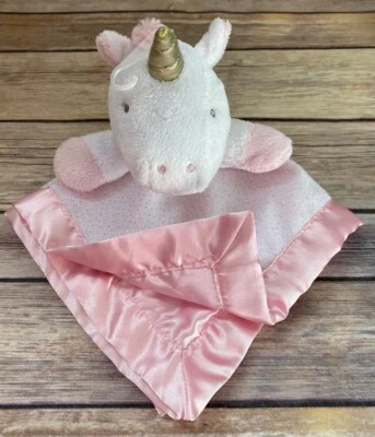 Одеяло детское охранное Cloud Island белое с единорогом розовое атласная отделка маленькое милое - Изображение 1 из 4