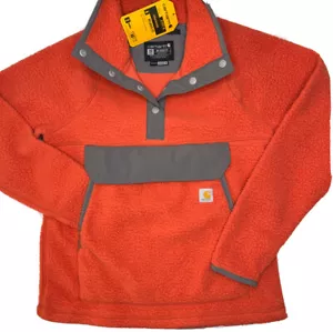 Carhartt Fleece Pullover Sherpa Snap Front Orange 104922-W Women XS 0-2 NWT - Picture 1 of 5