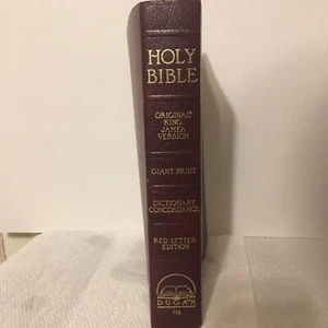 Holy Bible KJV Giant Print Dictionary Concordance Red Letter Dugan 712 Shelf - Picture 1 of 3