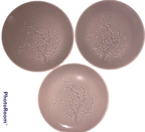 Vtg Set 3 RUSSEL WRIGHT American Modern STEUBENVILLE CORAL DINNER PLATES Cherry - Picture 1 of 5
