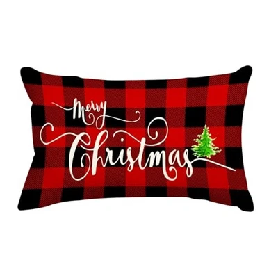  Fundas de Almohada de Navidad 12x20 Pulgadas 20" x 12" (Pack de 1) Feliz Navidad Rojo Foto 1 de 4