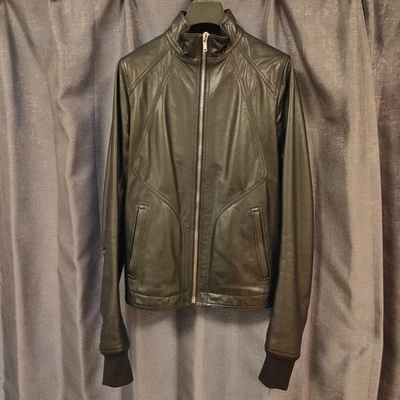 Used Rick Owens Leather Jacket Intarsia Single Leather Outer Mens Size 48 - image 1 of 4