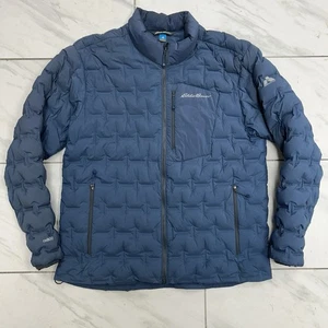 Eddie Bauer Microtherm Freefuse Stretch Down Jacket Blue Mens Large 800 Fill - Picture 1 of 9