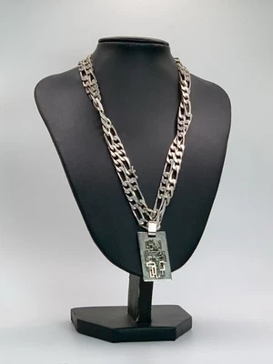 Collana Argento Massiccio Lunga 925 Ciondolo Smeraldi - Immagine 1 di 4