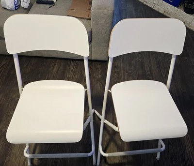 Ikea Franklin White Stool Bar With Backrest  Pair Measurements On Pictures - Image 1 of 4