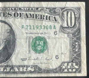 (VINTAGE!) $10 Rare Old Vintage Atlanta Currency F71193308A Series 1990 - Picture 1 of 3