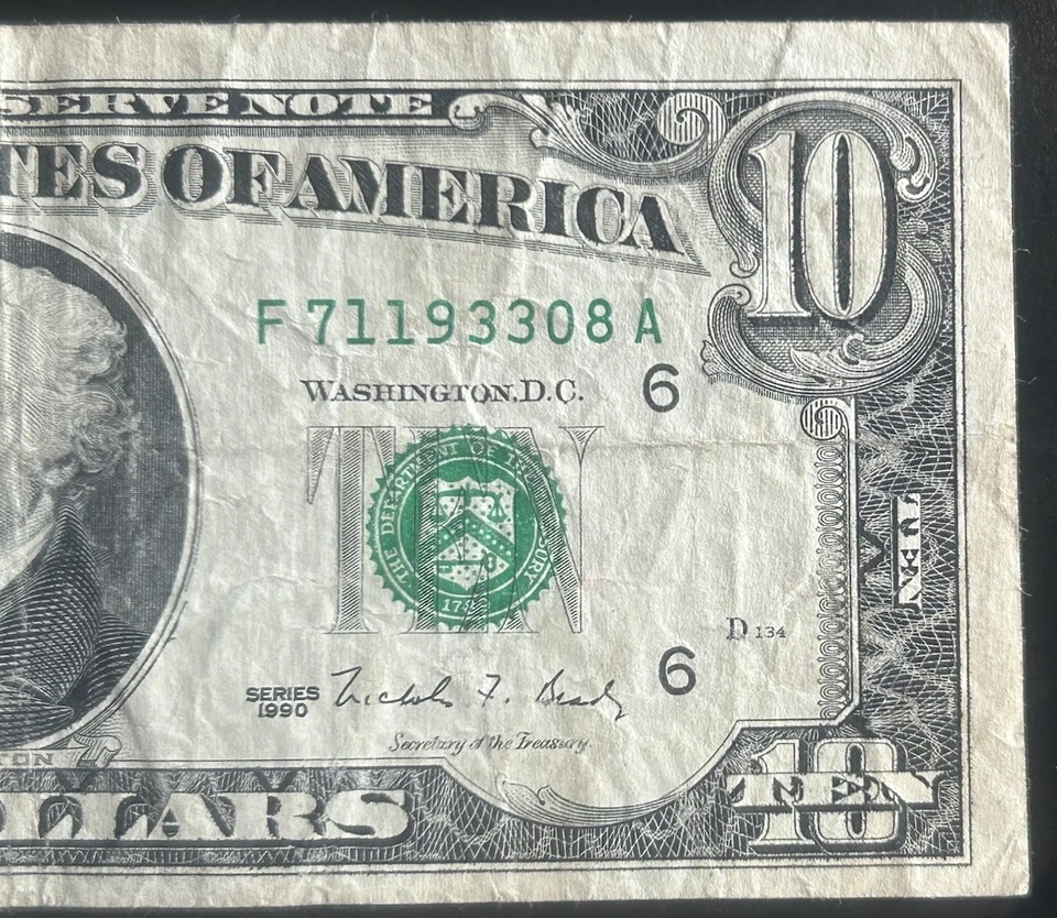 (VINTAGE!) $10 Rare Old Vintage Atlanta Currency F71193308A Series 1990 - Image 1 of 3