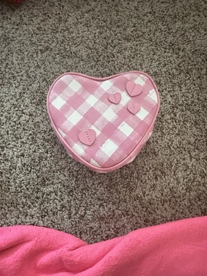 Bolsa cosmética coração rosa Gingham - Imagem 1 de 4