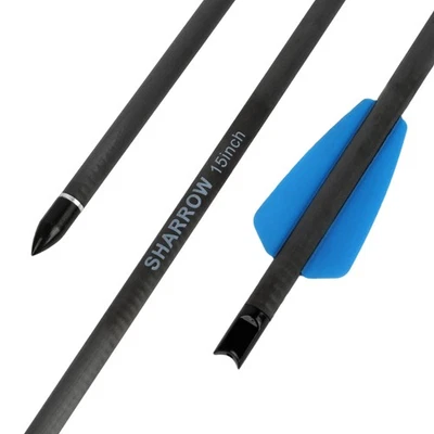 15" Crossbow Bolts Pure Carbon Arrow 2" Vanes Screw Point Pistol Hunting Target - Image 1 of 4