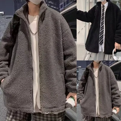 Double Layer Jacket Men's Velvet Jacket Casual Outing Coat For Daily Wear - Image 1 of 4