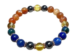 Celestial Harmony Bracelet with Lapis Lazuli, Citrine, Carnelian, Hematite, and - Picture 1 of 33