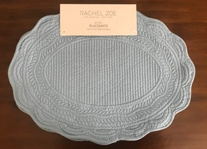 NEW Rachel Zoe ~ Set Of 4 Blue Oval Shape ~ Placemats ~ HOLIDAY ~ - Picture 1 of 3