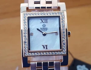 Ladies Royal London 21312.03 Rose Gold Square Pearl Crystal Party Dress Watch - Picture 1 of 9