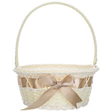 Hand-Woven Wedding Flower Basket with Handle, 8.25x7.07x7.07in-KE