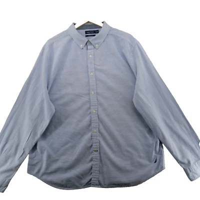 Nautica Classic Fit Men's Size XXL Blue Stripe Cotton Flip Cuffs Casual Shirt - Image 1 of 4